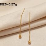 18K Saudi Gold TE25 Minimalist Ball Threader Earrings (0.27g)