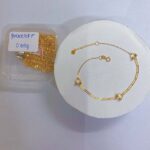 18K Saudi Gold 7" Paperclip & Circle Bead Accent Bracelet (0.65g)