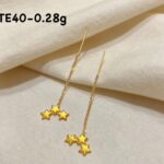 18K Saudi Gold TE40 Minimalist Triple-Star Threader Earrings (0.28g)