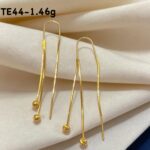 18K Saudi Gold TE44 Minimalist Ball Arc Threader Earrings (1.46g)