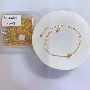 18K Saudi Gold Minimalist Half-Paperclip Twist Chain Bracelet (0.52g)